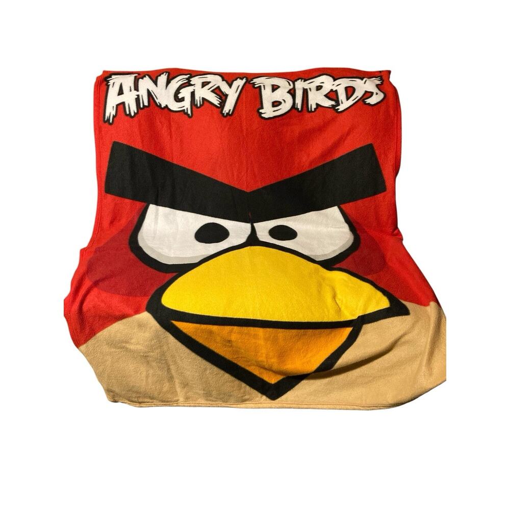 Angry Birds Blanket Fleece Throw‎ 46” x 58” ~ Red Black White